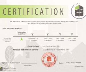 certificat infiltrometrie construction neuve